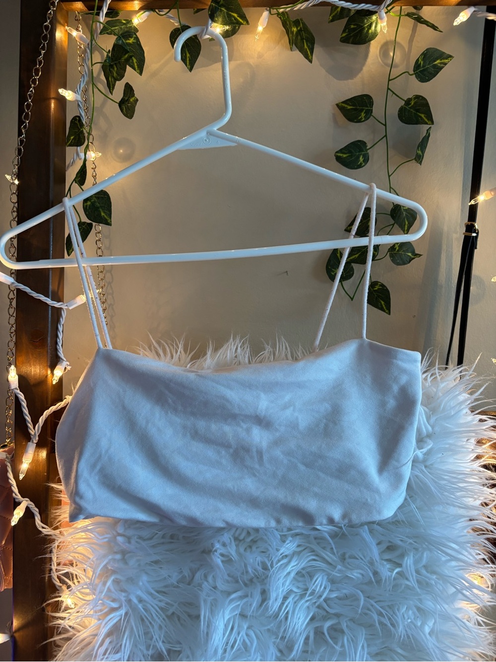 White Women's Crop Cami Top - Classic Spaghetti Strap